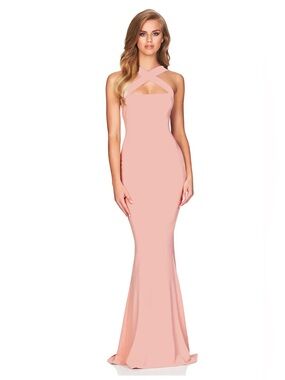 Blush Pink Cross‑Strap Mermaid Evening gown Dress NEW